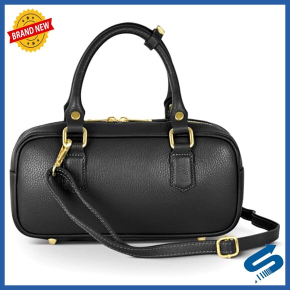 Italian Leather Top-Handle Crossbody Bag Structured Mini Purse